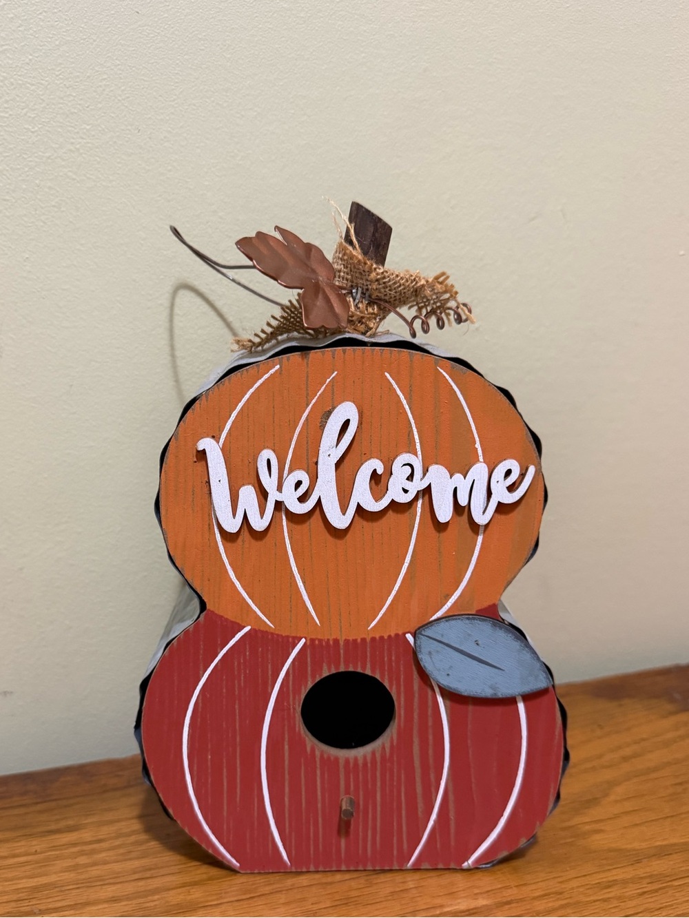 Welcome Pumpkin Stacked Birdhouse Decor - Orange & Red Accent